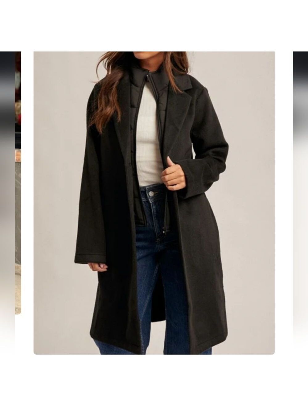 NWT Hem & Thread Black Contrast Padded Coat Sz Med